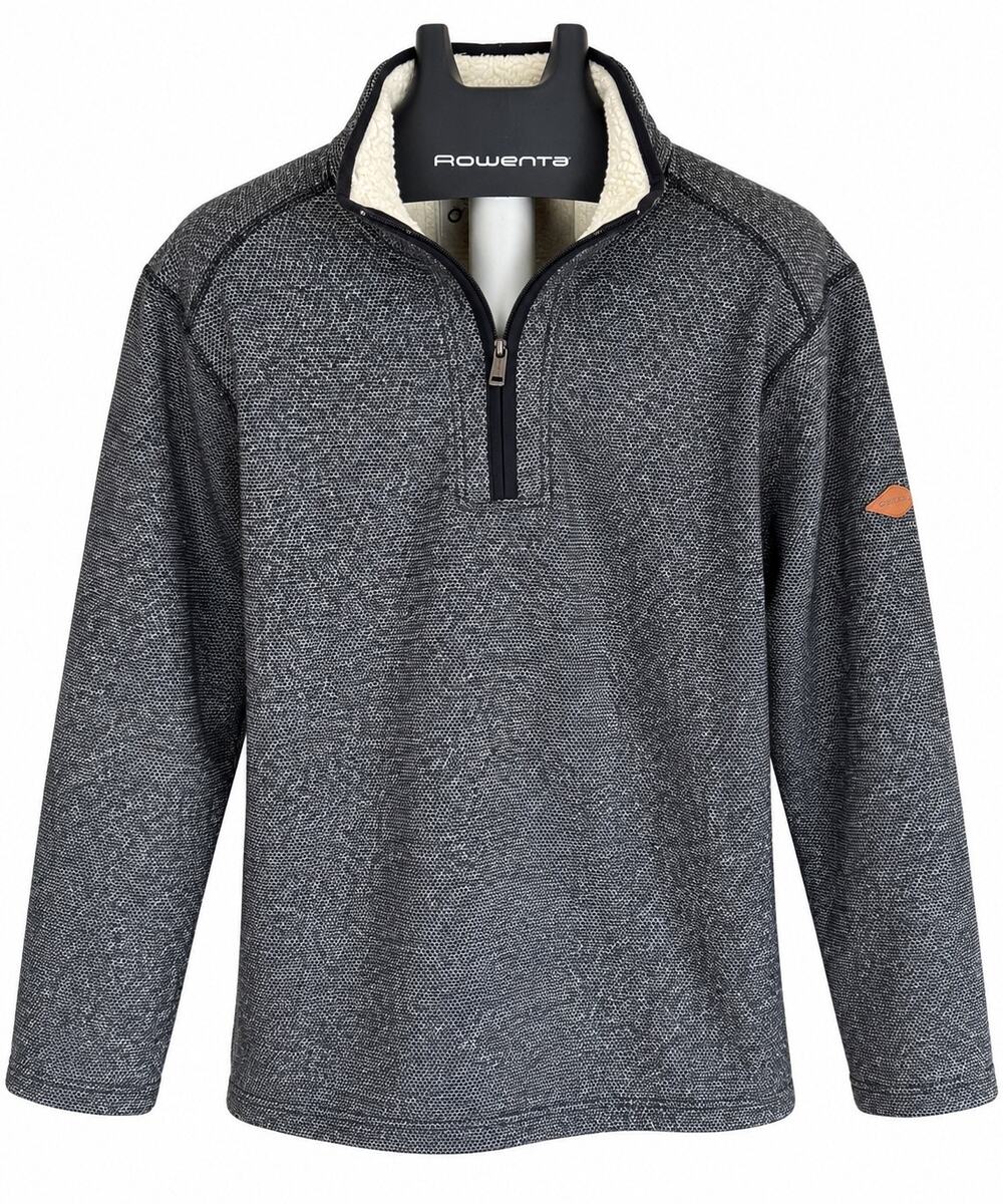 Orvis Men’s Sherpa Fleece Lined Quarter Zip Pullover Gray Black Outdoor Sweater